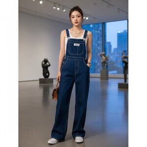 Dark Medium Denim Jean DAZY Women'S Vintage Loose Fit Denim Overalls Jumper 6